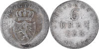 German States 6 Kreuzer Coin, HESSE-DARMSTADT, Ludwig II -