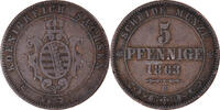 German States 5 Pfennig Coin, SAXONY-ALBERTINE, Johann, Dresden -