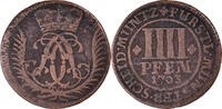 German States 4 Pfennig, 1/84 Thaler Coin, MUNSTER, Friedrich Christian -