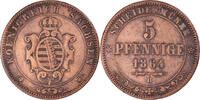 German States 5 Pfennig Coin, SAXONY-ALBERTINE, Johann, Dresden -