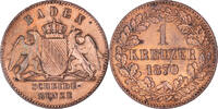 German States Kreuzer Coin, BADEN, Friedrich I, Copper, KM:242 -