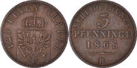 German States 3 Pfennig Coin, PRUSSIA, Wilhelm I, Hannover -