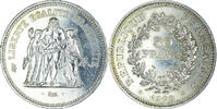 France 50 Francs Coin, Hercule, Paris, Silver, KM:941.1 -