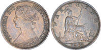 Great Britain Farthing Coin, Victoria, Heaton, Bronze -
