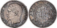 France 50 Centimes Coin, Napoleon III, Paris, Silver -