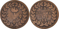 France Décime. 1815. Strasbourg Coin, Louis XVIII, Strasbourg, Bronze S 43,95 EUR  plus 4,95 EUR verzending