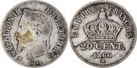 France 20 Centimes Coin, Napoleon III, Paris, Silver -