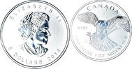 Canada 5 Dollars Coin, Elizabeth II, Peregrine Falcon, Silver -