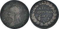 France 5 Centimes Coin, Dupré, Paris, Bronze, KM:640.1 -