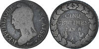 France 5 Centimes Coin, Dupré, Paris, Bronze, KM:640.1 -