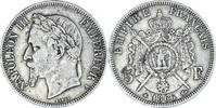 France 5 Francs Coin, Napoleon III, Paris, Silver, KM:799.1 -
