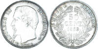 France 50 Centimes Coin, Napoleon III, Paris, Silver -