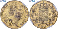France 20 Francs Louis XVIII, Lille, Gold, NGC, Gadoury:1028 -