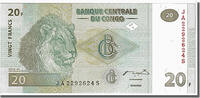 Congo Democratic Republic 20 Francs Banknote -