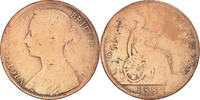 Great Britain Penny Coin, Victoria, Heaton, Copper -