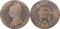 France 5 Centimes Coin, Dupré, Lille, Copper, Gadoury:126a -
