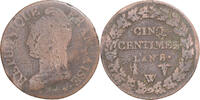 France 5 Centimes Coin, Dupré, Lille, Copper, Gadoury:126a -