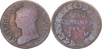 France 5 Centimes Coin, Dupré, Orléans, Copper, Gadoury:126 -