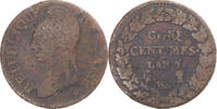 France 5 Centimes Coin, Dupré, Strasbourg, Copper -