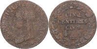 France 5 Centimes Coin, Dupré, Strasbourg, Copper -
