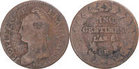 France 5 Centimes Coin, Dupré, Strasbourg, Copper -
