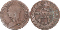 France 5 Centimes Coin, Dupré, Strasbourg, Copper -