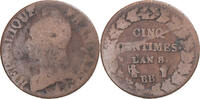 France 5 Centimes Coin, Dupré, Strasbourg, Copper -