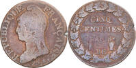 France 5 Centimes Coin, Dupré, Strasbourg, Copper -
