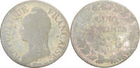 France 5 Centimes Coin, Dupré, Copper, Gadoury:126 -