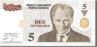 Turkey 5 New Lira Banknote, KM:217 -
