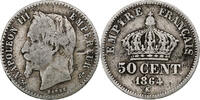 France 50 Centimes Napoleon III, Bordeaux, Silver -