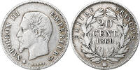 France 20 Centimes Napoleon III, Napoléon III, Strasbourg, Silver -