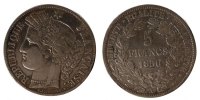France 5 Francs Coin, Cérès, Paris, Silver, Gadoury:719 -