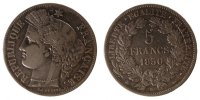 France 5 Francs Coin, Cérès, Strasbourg, Silver -