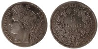 France 5 Francs Coin, Cérès, Bordeaux, Silver, Gadoury:719 -