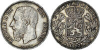 Belgium 5 Francs, 5 Frank Coin, Leopold II, Silver, KM:24 -