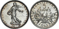 France 5 Francs Coin, Semeuse, Paris, Silver, KM:926 -