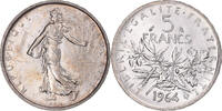 France 5 Francs Coin, Semeuse, Paris, Silver, KM:926 -