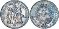 France 50 Francs Coin, Hercule, Paris, Silver, KM:941.1 -