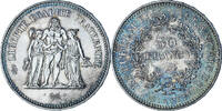 France 50 Francs Coin, Hercule, Paris, Silver, KM:941.1 -