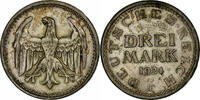 GERMANY, WEIMAR REPUBLIC 3 Mark Stuttgart, Silver, KM:43 -