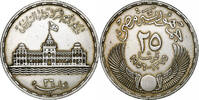 Egypt 25 Piastres Rotated die axis error, Silver, KM:385 -