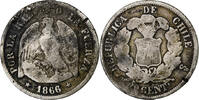 Chile 20 Centavos Santiago, Silver, KM:135 -