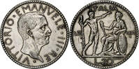 Italy 20 Lire Vittorio Emanuele III, Rome, Silver, KM:69 -