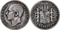 Spain Peseta Alfonso XII, Madrid, Silver, KM:686 -