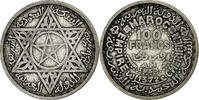 Morocco 100 Francs Mohammed V, Paris, Silver, KM:52 -