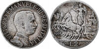 Italy 2 Lire Coin, Vittorio Emanuele III, Rome, Silver, KM:46 -