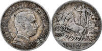 Italy 2 Lire Coin, Vittorio Emanuele III, Rome, Silver, KM:46 -
