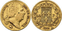 France 20 Francs Louis XVIII, Paris, Gold, KM 712.1 -