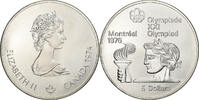 Canada 5 Dollars Coin, Elizabeth II, 1976 Olympics - Athlete with Torch, 1974 -